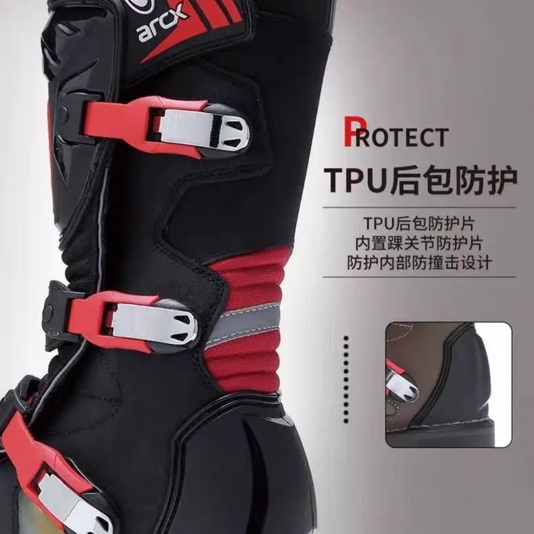 Botas de proteção para motocicleta, botas de motocross anti-queda até o joelho, antiderrapantes, para todos os terrenos, à prova d'água