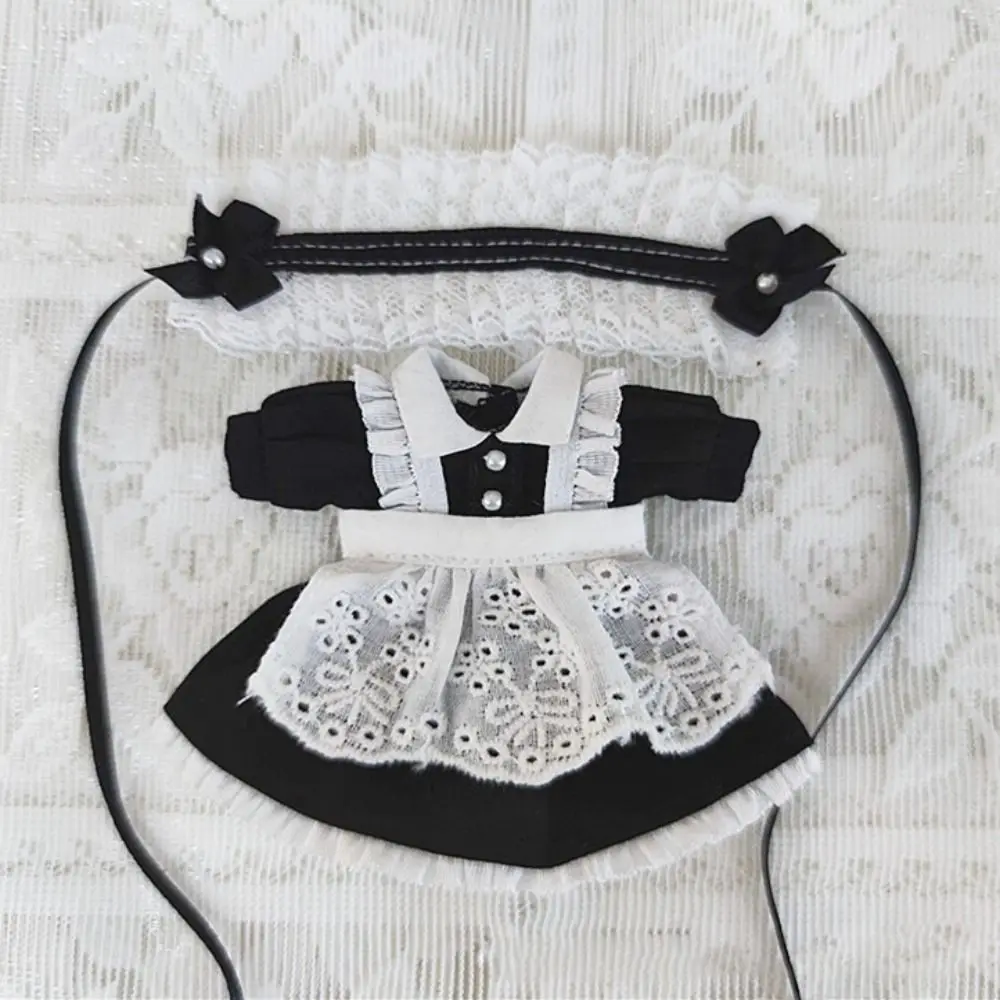 Uniform Clothes Maid Skirt Suit for 1/11 ob11 Dolls Princess Mini Clothes Dresses Suit with Headband For Stuffed Dolls