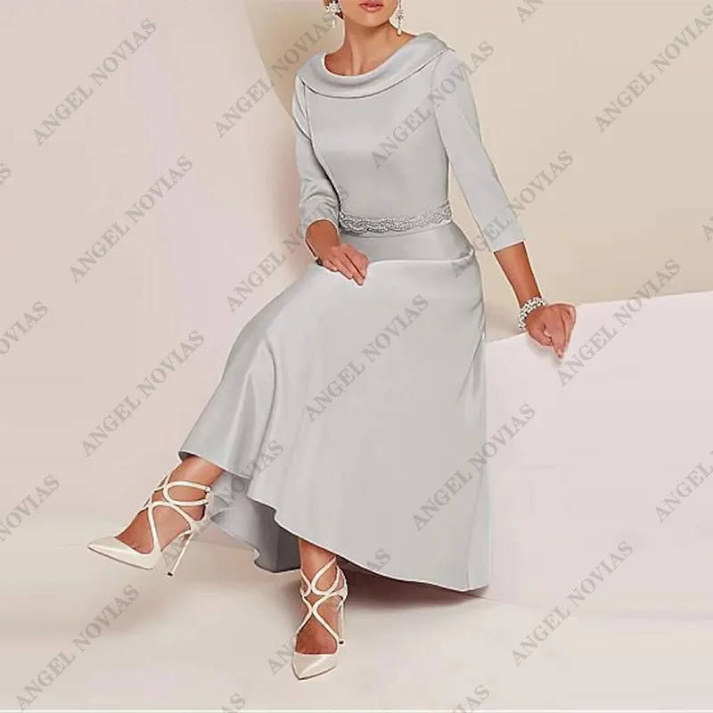 Customized A-Line Mother of the Bride Dress Vintage Plus Size Bridal Party Gown Elegant Bateau Neck Tea Length Evening dresses