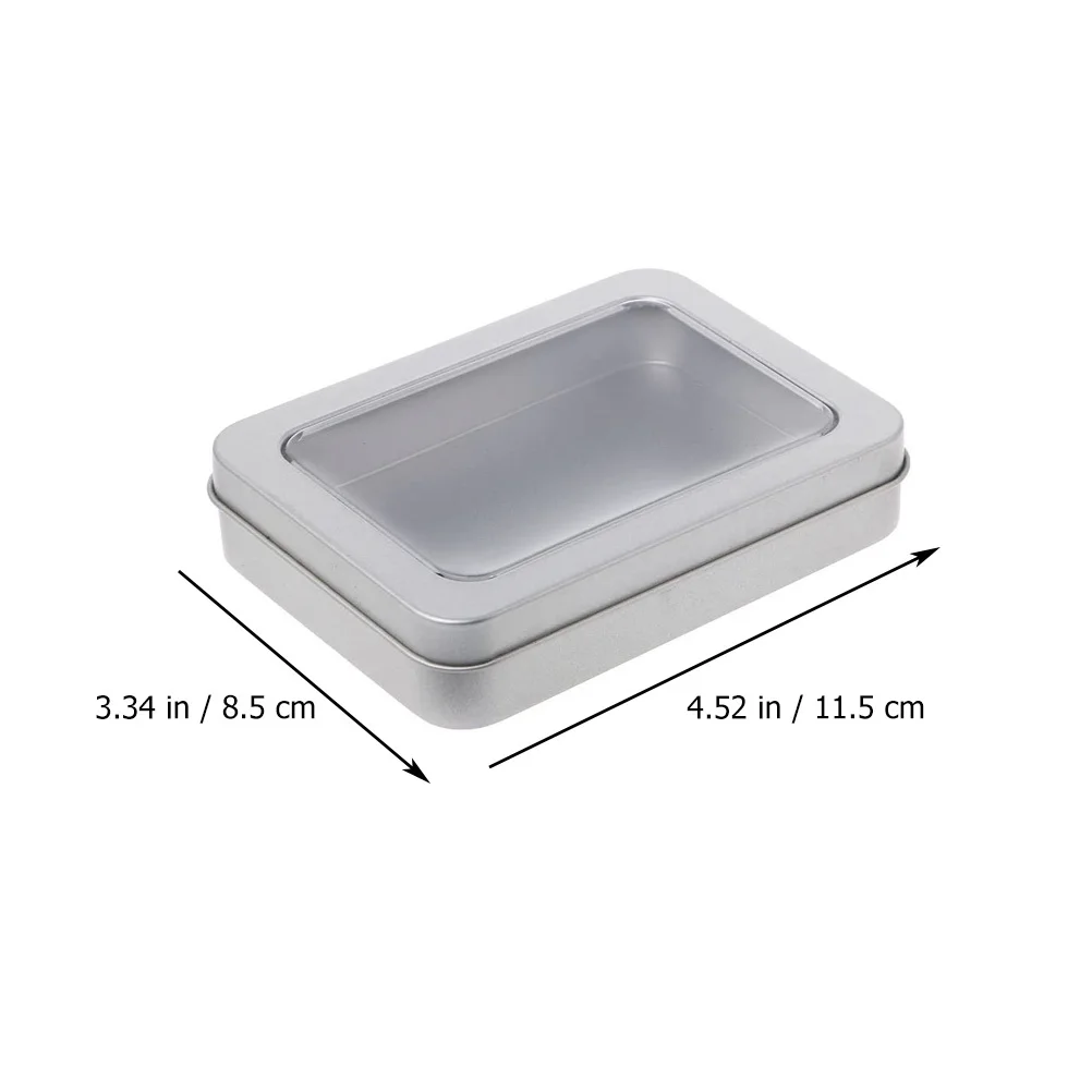 4Pcs Rectangular Tinplate Storage Box with Lid for USB Drive Organizer Keychain Cigarette Container Jewelry Gift Case