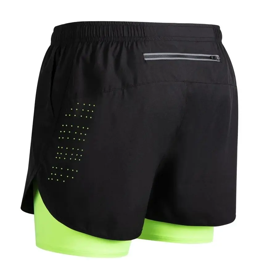 2026 Summer Men's Reflective Running Shorts Fitness Quick Drying Double-layer Shorts Men's Exercise Training Bodybuilding Shorts