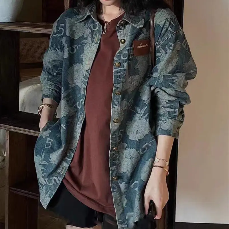 

The Spring and Autumn Annals Denim Shirt Jacquard Leisure Loose and Comfortable Western Style Coat Fashion Comfort Breathable