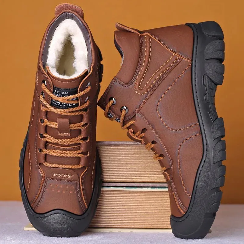 

Men's cotton shoes 2025 autumn and winter new casual men's shoes men's high top leather shoes outdoor sports snow boots