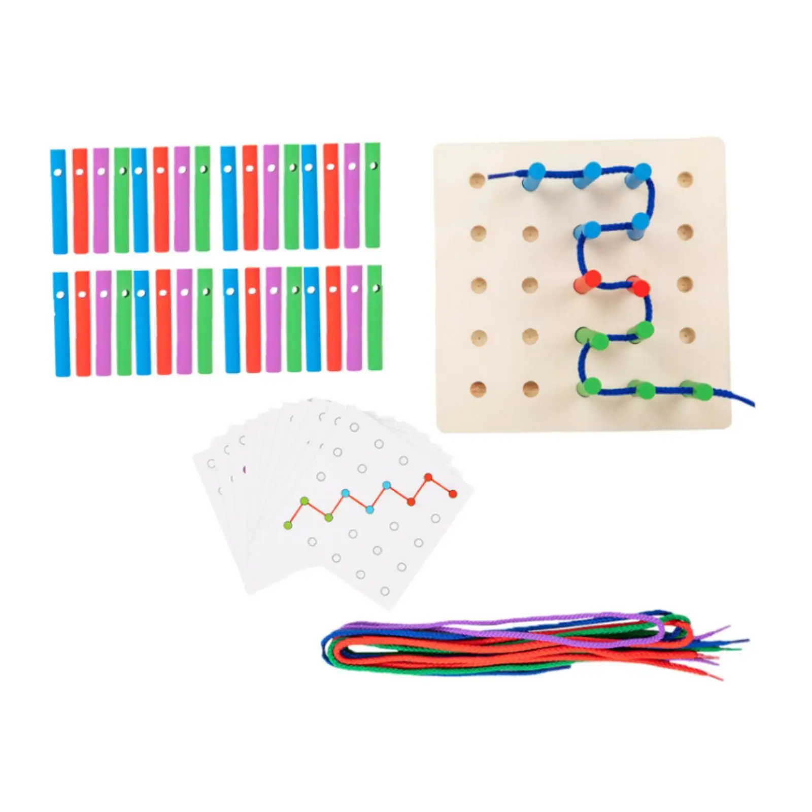 Giocattolo per allacciatura per bambini Gioco di corda per infilare Giocattolo per l'apprendimento precoce Montessori Inserto per bastoncini Tavola per infilare Bambini di età 3 ~ 6 anni Ragazzo e ragazza
