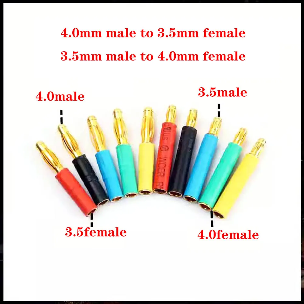 Gold Plated 3.5mm 4.0mm Male and Female Connector Banana Plug Converter Red Black Blue Green Yellow