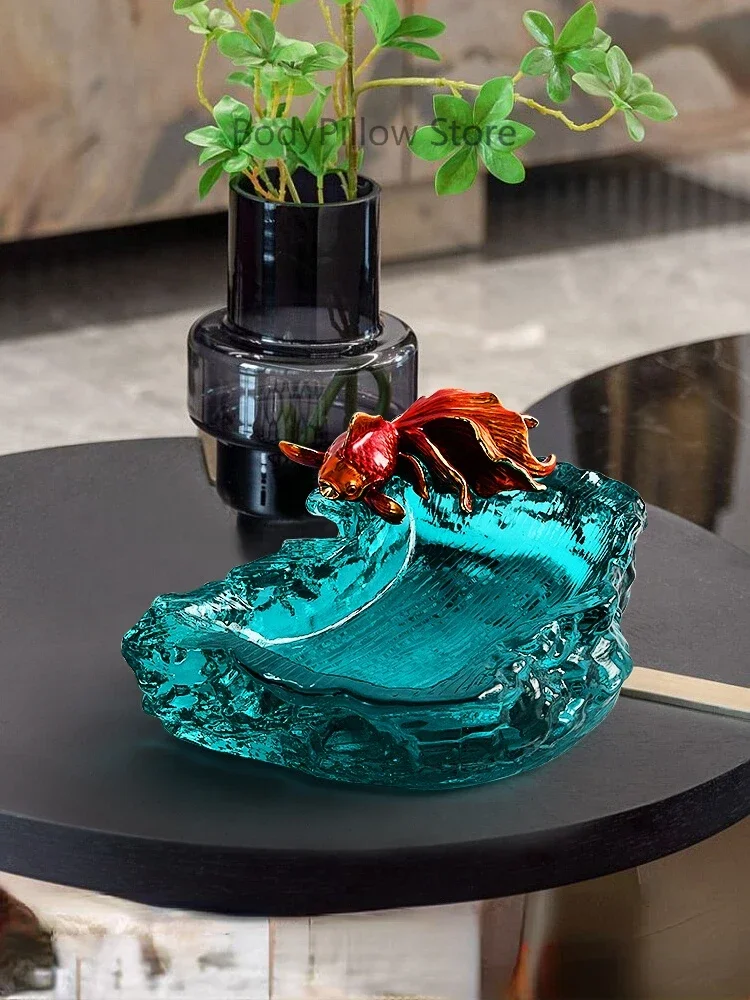 

Creative Enamel Crystal Glass Ashtray Advanced Sense Small Luxury Hotel Club Office Coffee Table Decoration