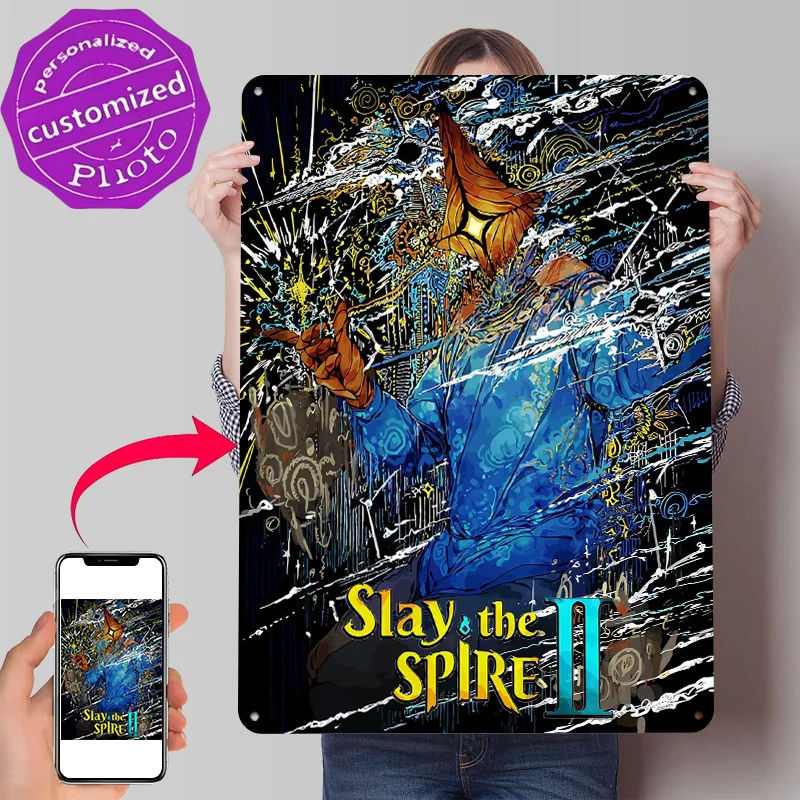 Slay the Spire II Game Fan Art 3D Texture Printed Poster Custom Vintage Metal Tin Plate Sign for Wall Art Home Decoration Gaming