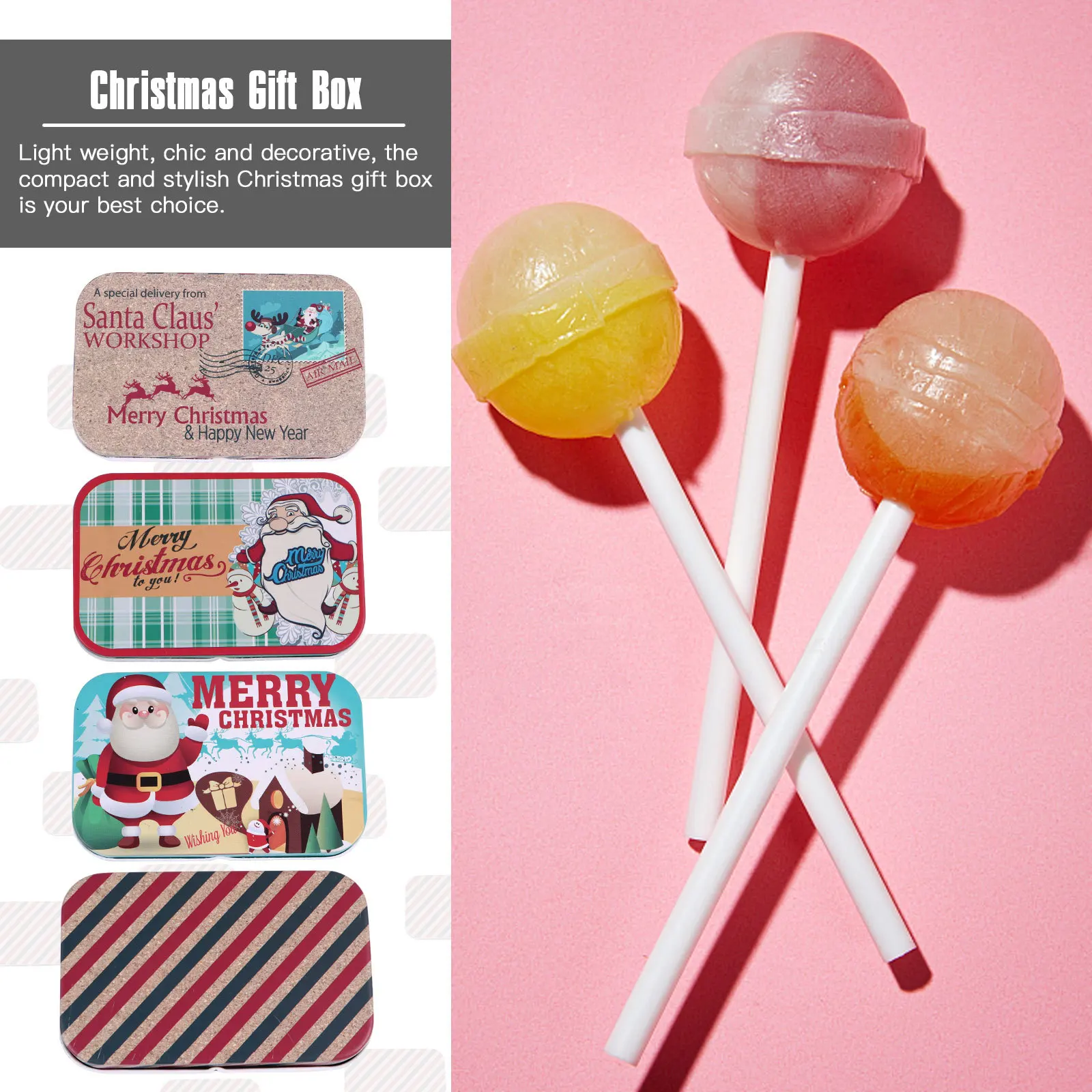 

3Pcs Pine Nut Gift Tins Christmas Candy Storage Boxes Reusable Party Favor Containers Holiday Decorative Treat Jars