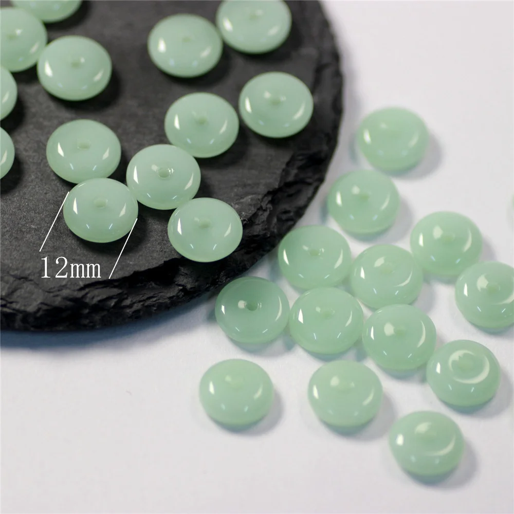 10pcs Imitation Jade 12mm 15mm 18mm Rondelle Shape Lampwork Glass Loose Beads For Jewelry Making DIY Crafts Findings