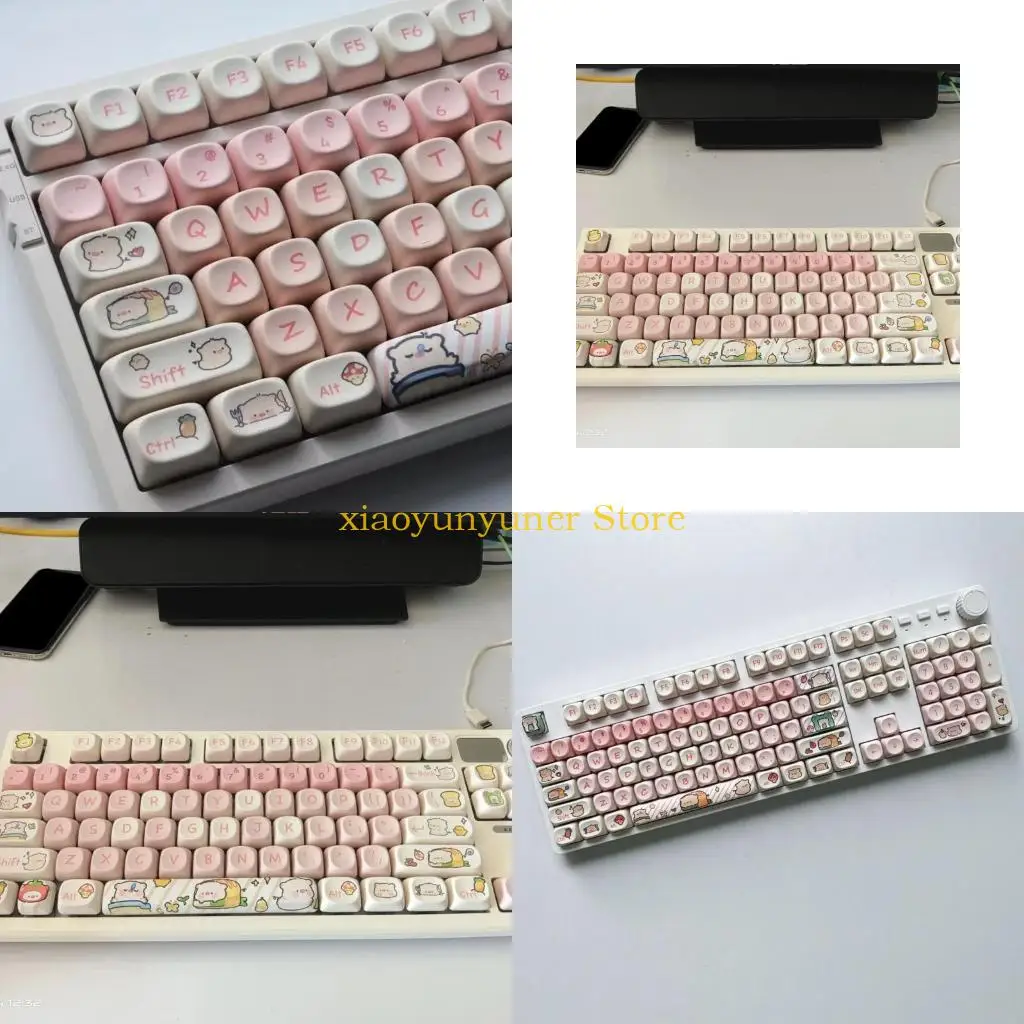 

P9JB Pink Pig Keycaps PBT Standard Dye Sublimation Keycap 118Key MOA Profile for Mechanical Keyboards Installation