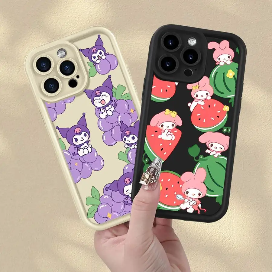 Funda de teléfono suave para iPhone XS Max 17 Air 16e 13 12 11 Pro 15 16 14 Plus XR Sanrio Melody Kuromi