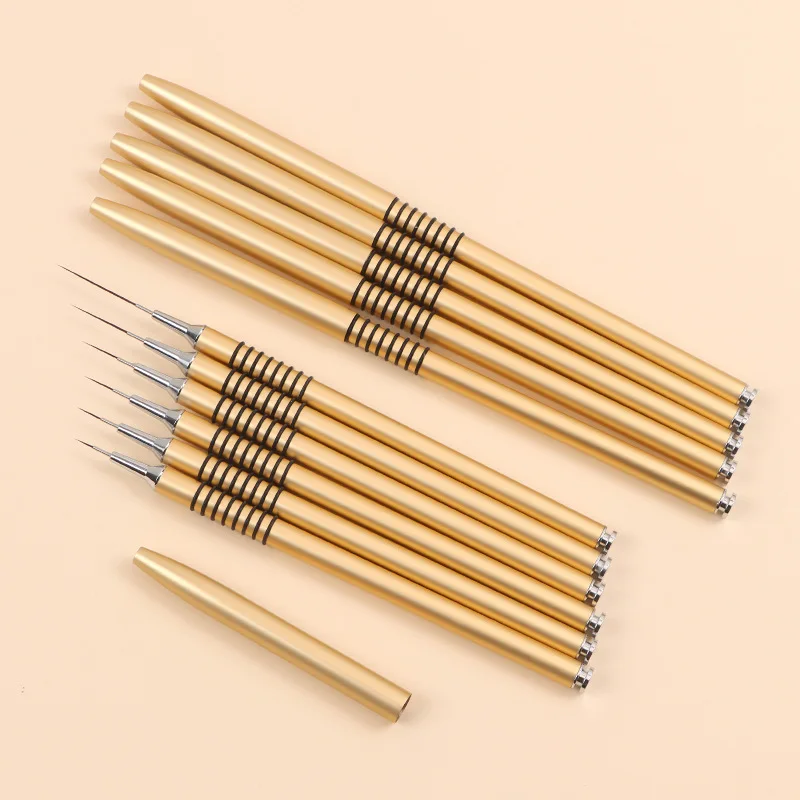 6pcs/set 5-25mm Nail Art Liner Brush Set UV Gel Nail Brushes Kits French Stripe Line Painting Drawing Flower Pen Manicure Tools