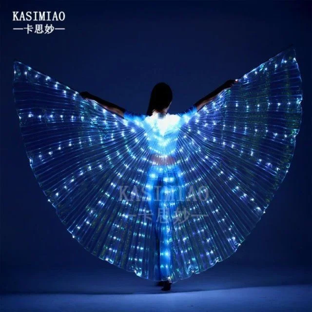 

Belly Dance LED Wings Children Performance Fluorescent Butterfly Isis Wings Belly Dancing Bellydance Carnival Led Costumes Shows