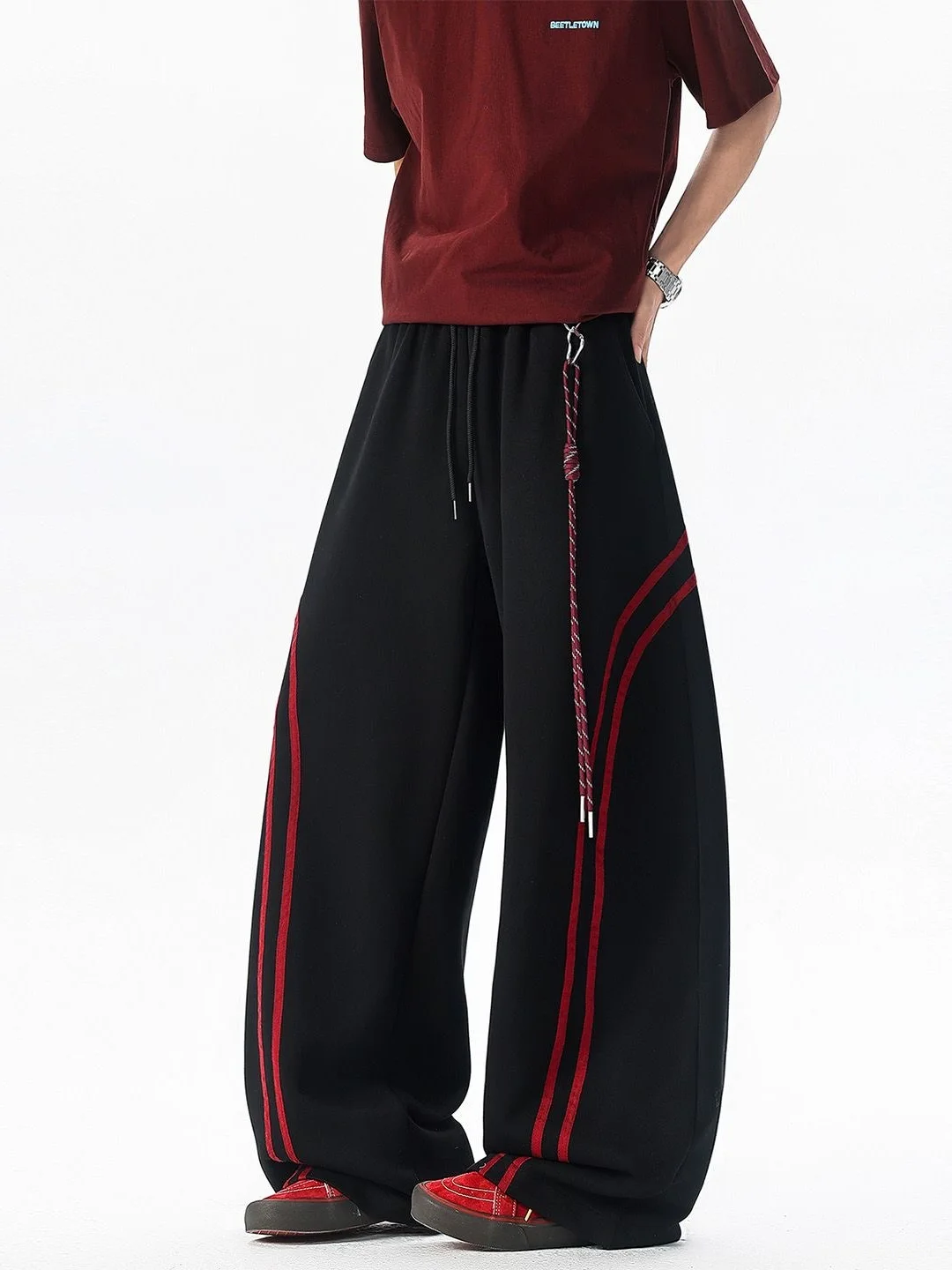 American Style Casual Pants Men's Spring Summer High Street Trend Sports Sweatpants Vibe Straight Leg Wide Leg Couple