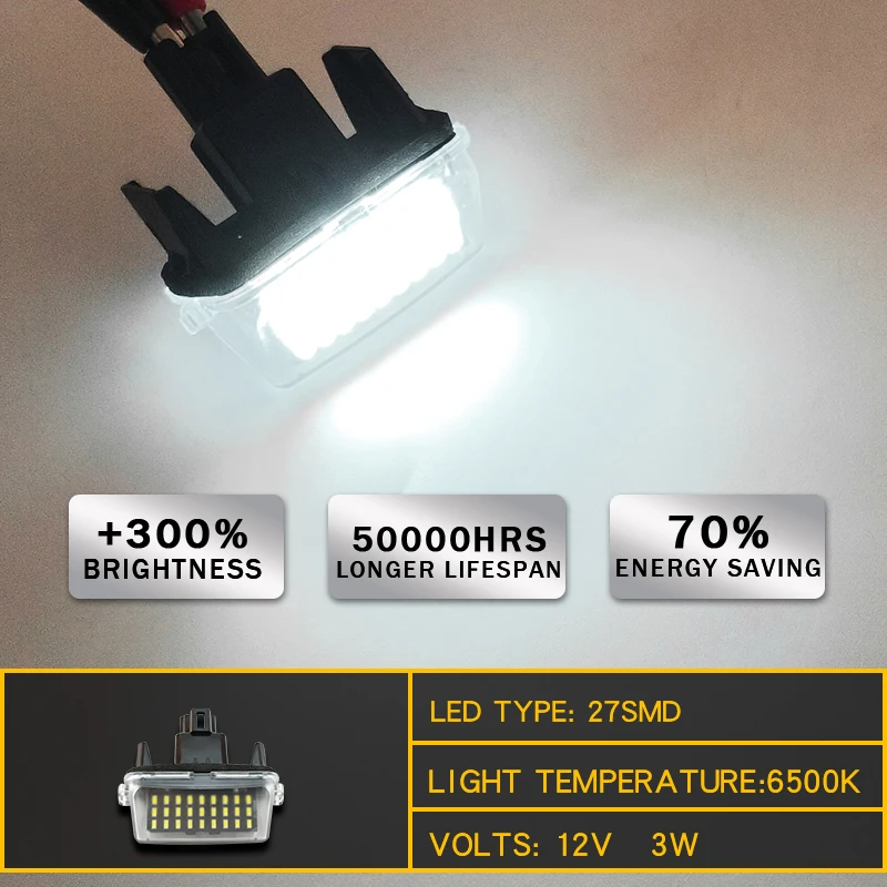 12V LED Number Plate Lamp For Toyota Yaris Camry Corolla Prius C Verso Ractis White License Plate Light Assembly view 6