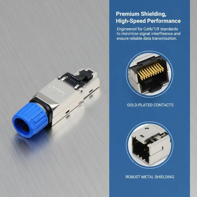 Toolless Connector Design Shielded Ethernet Plug for Easiest 22~26AWG Network Setup