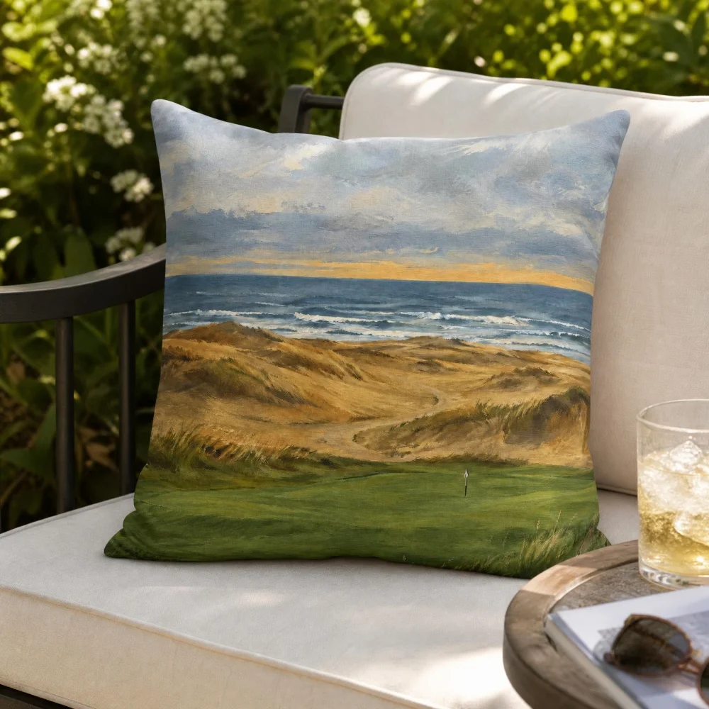 Oil Painting Print Full Throw Pillow With Insert Square Outdoor Patio Sofa Cushion Gift For Golfer Sports Fan Home Decor