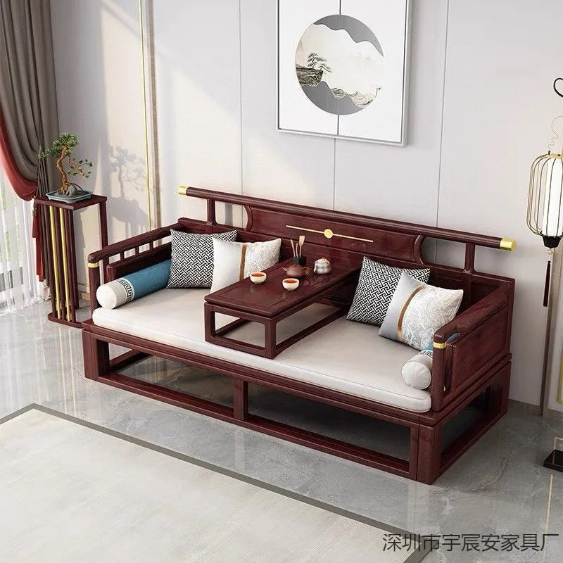 Solid wood Arhat bed sofa bed Modern simple Zen small apartment living room telescopic push-pull bed