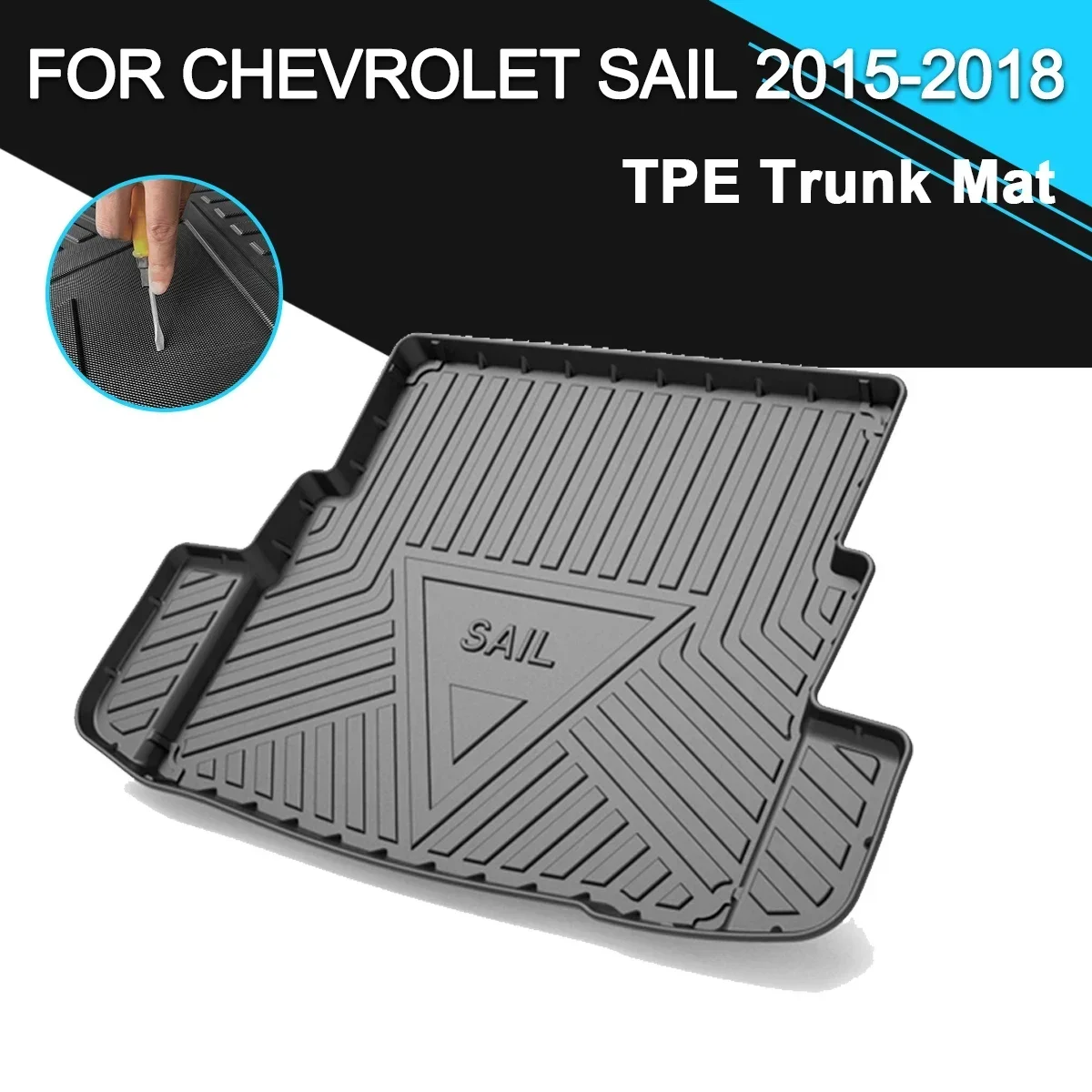 

Car Rear Trunk Cover Mat Non-Slip Waterproof Rubber TPE Cargo Liner Accessories For Chevrolet Sail 2015-2018