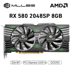 MLLSE AMD Radeon RX 580 8GB Gaming Graphics Card GDDR5 256-bit PCI Express 3.0 ×16 8Pin 14 NM GPU Desktops Placa De Video Card