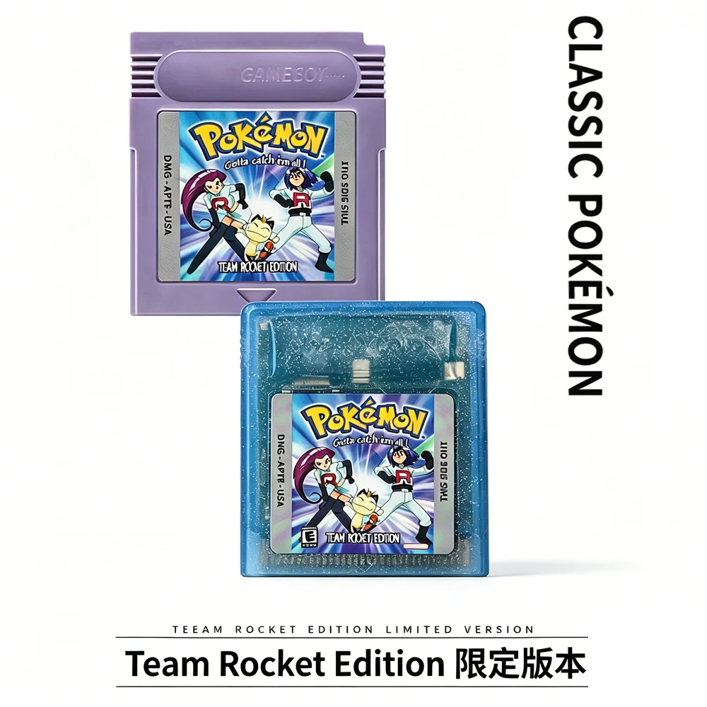Pokemon 16-Bit-Videospielkonsolen-Cartridge GBC-Spielkarte Team Rocket Edition USA-Version Grau Ahell Crystal Shell ﻿