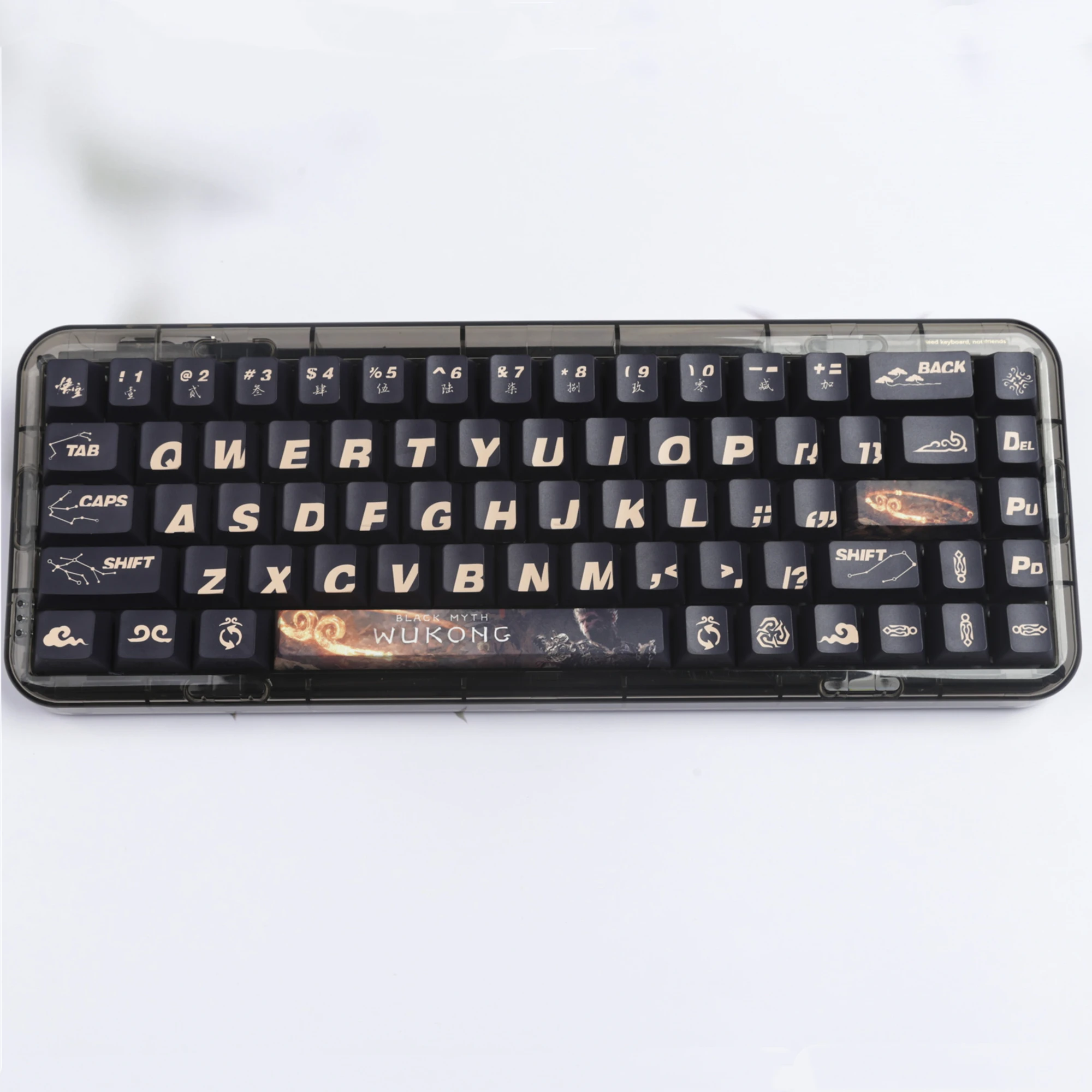 Preto Wyth Wukong Keycaps para teclado mecânico, PBT Cherry Profile, Backlight Contour, Side Print, Periféricos de jogos