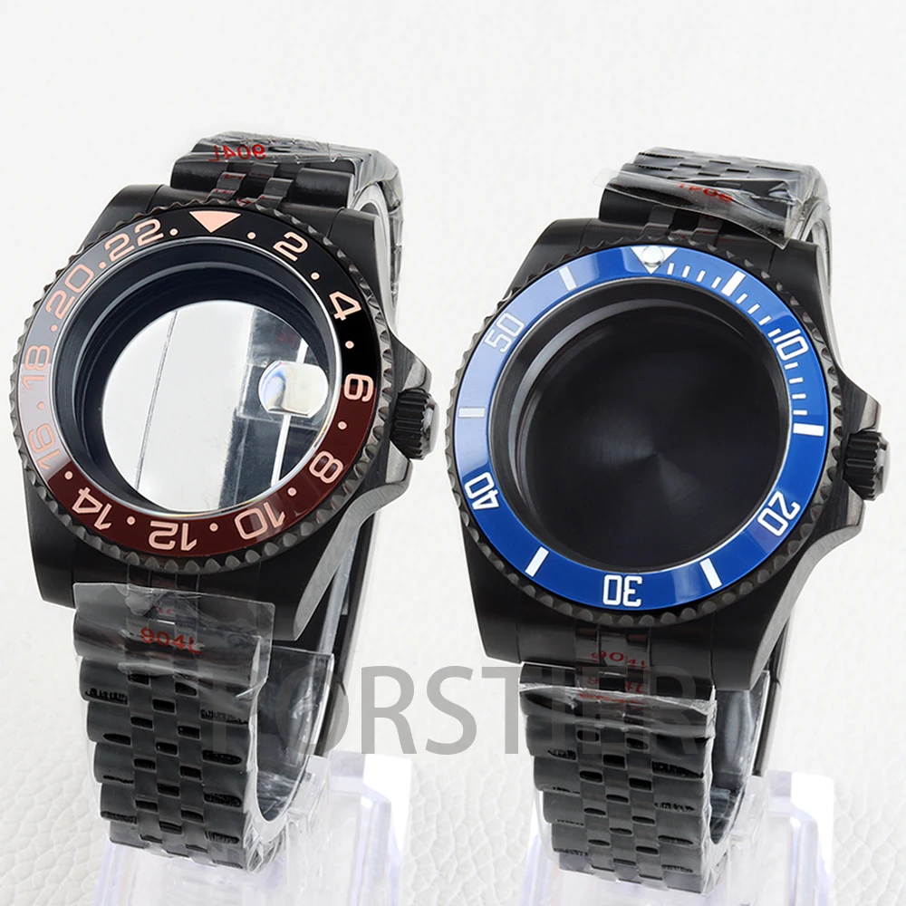 

Black Pvd 40mm NH35 Watch Case Jubilee Bracelet 316L Stainless Steel for GMT SUB Yacht-Master NH34 NH35 NH36 NH38 Movement
