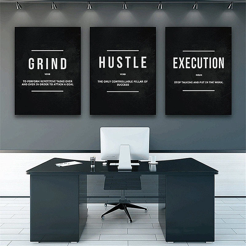 Grind Hustle Execution Motivational Inspirational Print Art Canvas Poster For Living Room Decor Home Wall Picture