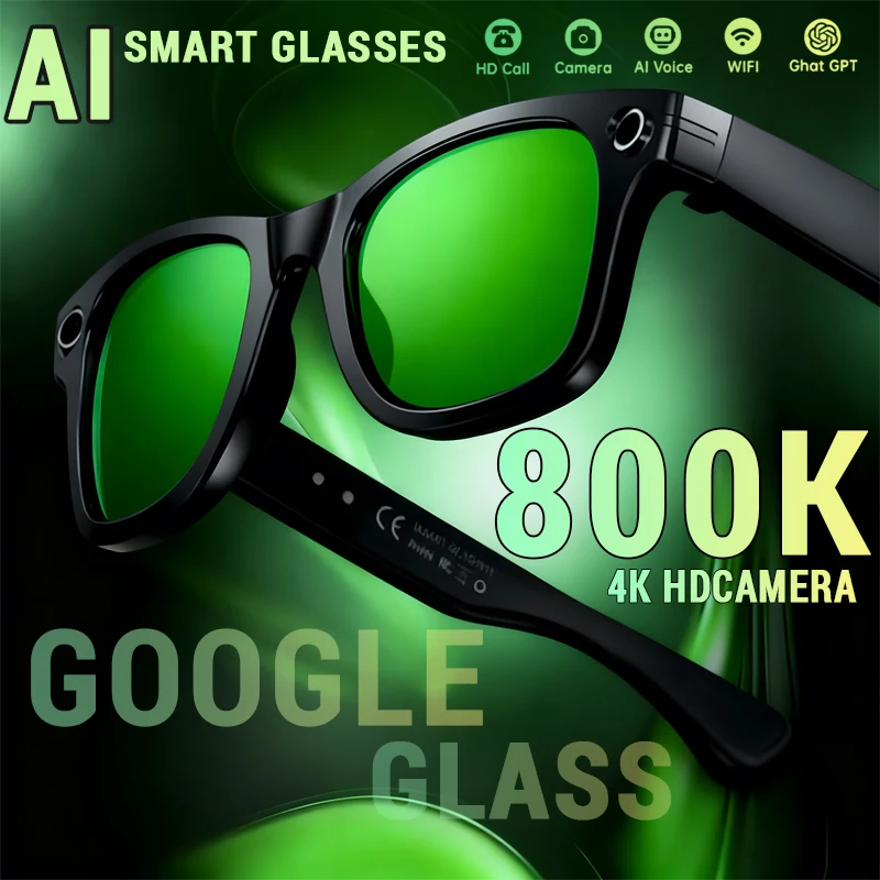 

AI Smart Glasses 8MP HD Camera Bluetooth Calling Smart Camera Smart Translation Records Over 100 Languages Men's Women's Sunglas