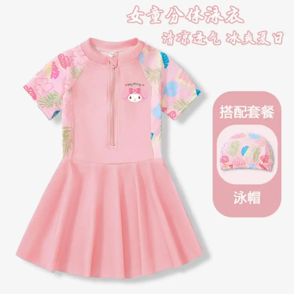 

Kawaii My Melody аниме детская юбка для плавания Sanrio летняя девушка милый принт купальные костюмы солнцезащитный крем быстросохнущий горячий весенний купальник