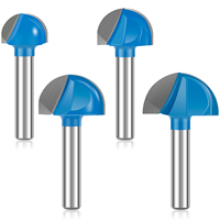 4Pcs 1/4 Inch Shank Cove Box Router Bit Set Carbide Round Nose Router Bits 5/8inch 3/4inch 7/8inch 1inch Cutting Diameter