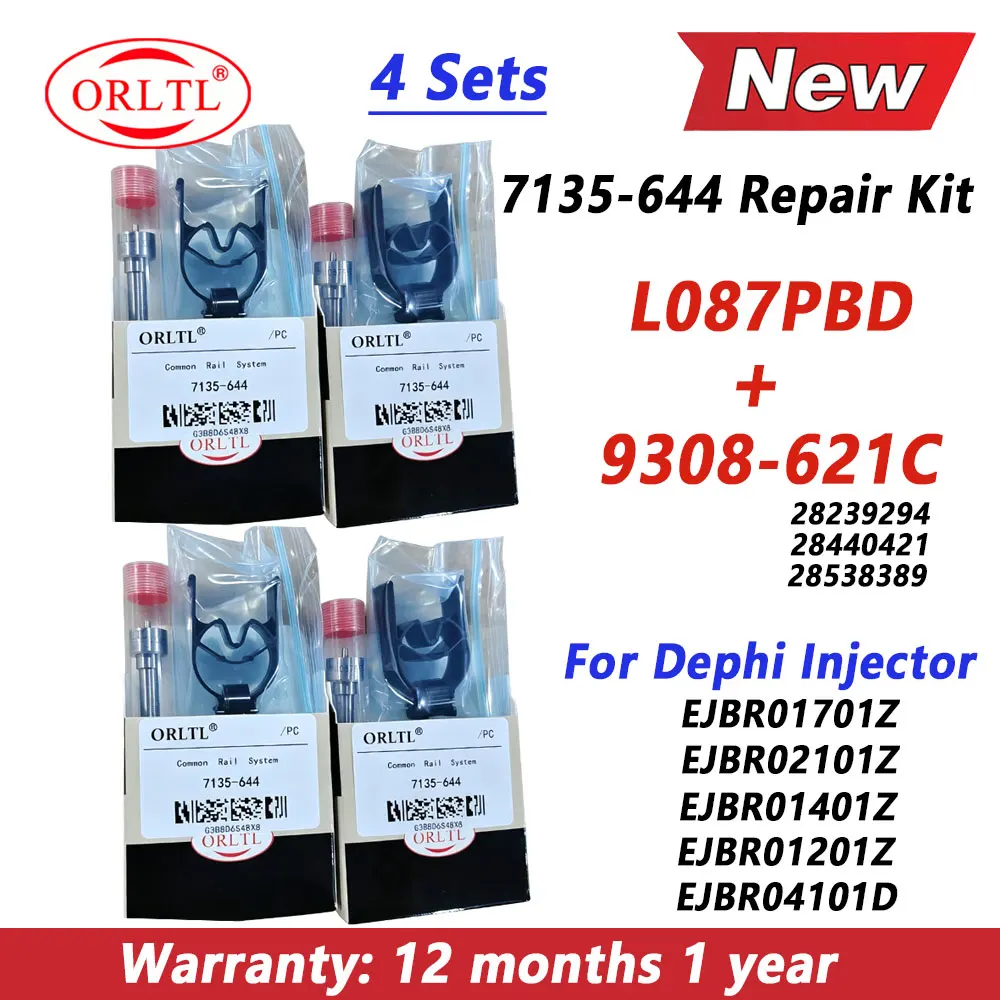 4PCS 7135-644 New Injector Nozzle Repair Kits L087PBD L087PRD Valve 9308-621C For RENAULT EJBR04101D 8200553570 EJBR02101Z