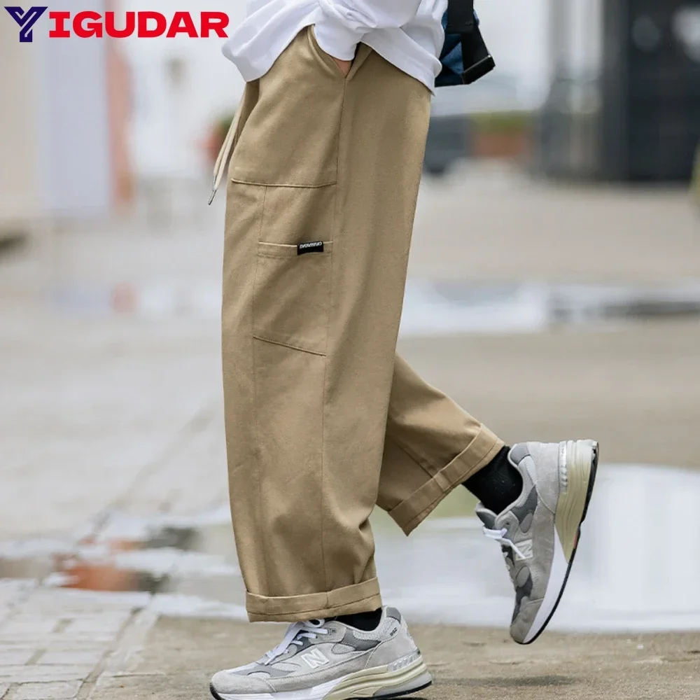 

Мужская одежда, осенне-зимние плюшевые рабочие брюки, мужские новые прямые брюки с накладными карманами, брюки для бега, брюки hombre y2k