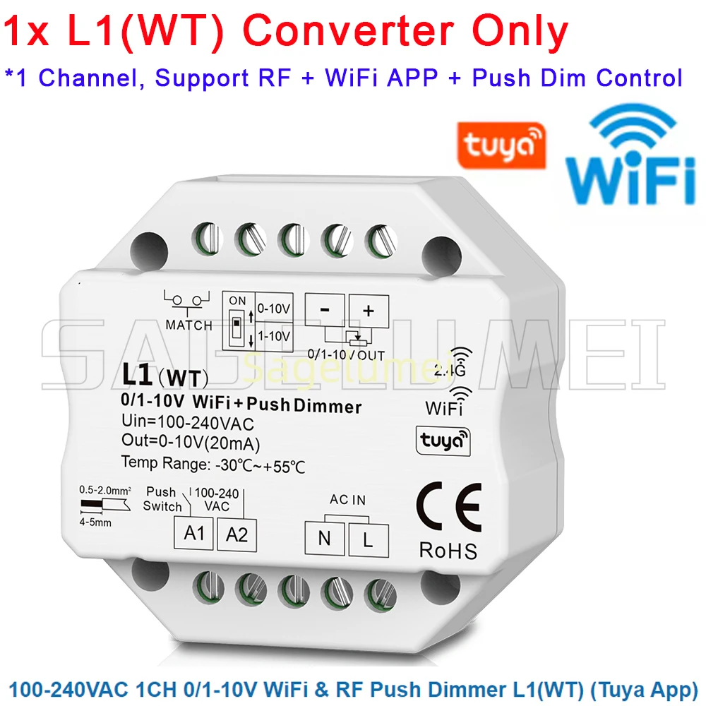 WiFi Zigbee LED Dimmer L1 L4-M L2 DL 0/1-10V RF Tuya Smart Push Smart Life APP Control RF DMX to Skydance 0-10V Signal Converter view 5