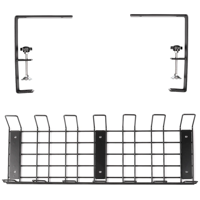 

No Drilling Under Desk Cable Management, Metal Under Desk Cable Management With High Capacity,40X13.5X15cm