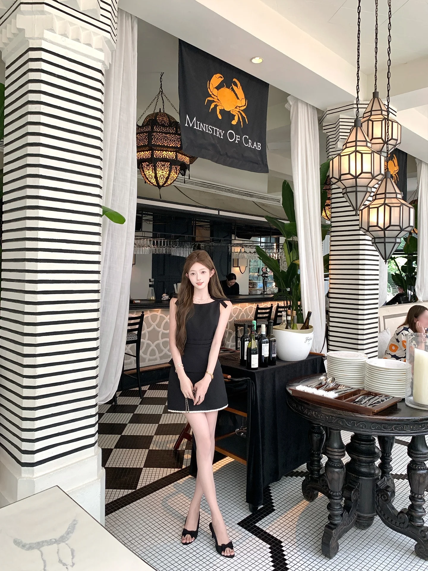 Summer Elegant Black Short One-Shoulder Waist-Cinched  Knot Top with Ruffle A-Line Skirt Women's Fashion Set