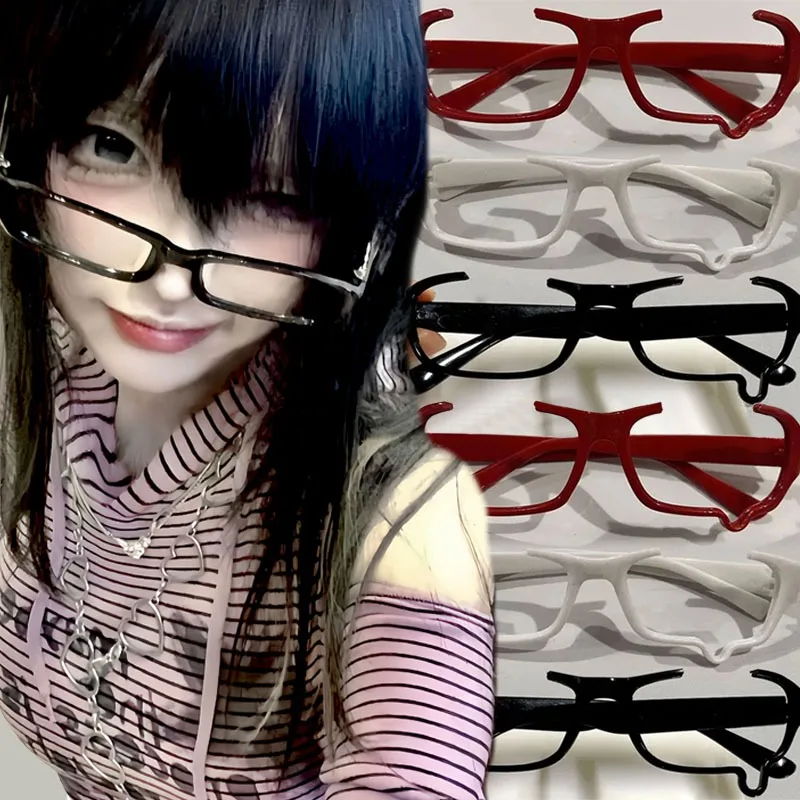

Y2K Crying Glasses Anime Half Frame Teardrop Design Japanese Subculture Lensless Eyewear for Daily Cosplay Cute Trendy Accessory