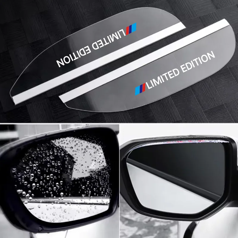 Transparent Car Rearview Mirror Rain Shield Blue and Red Limited Edition Rainproof Snowproof Sunshade Rain Shield Transparent Rainproof Car Mirror Waterproof Shield