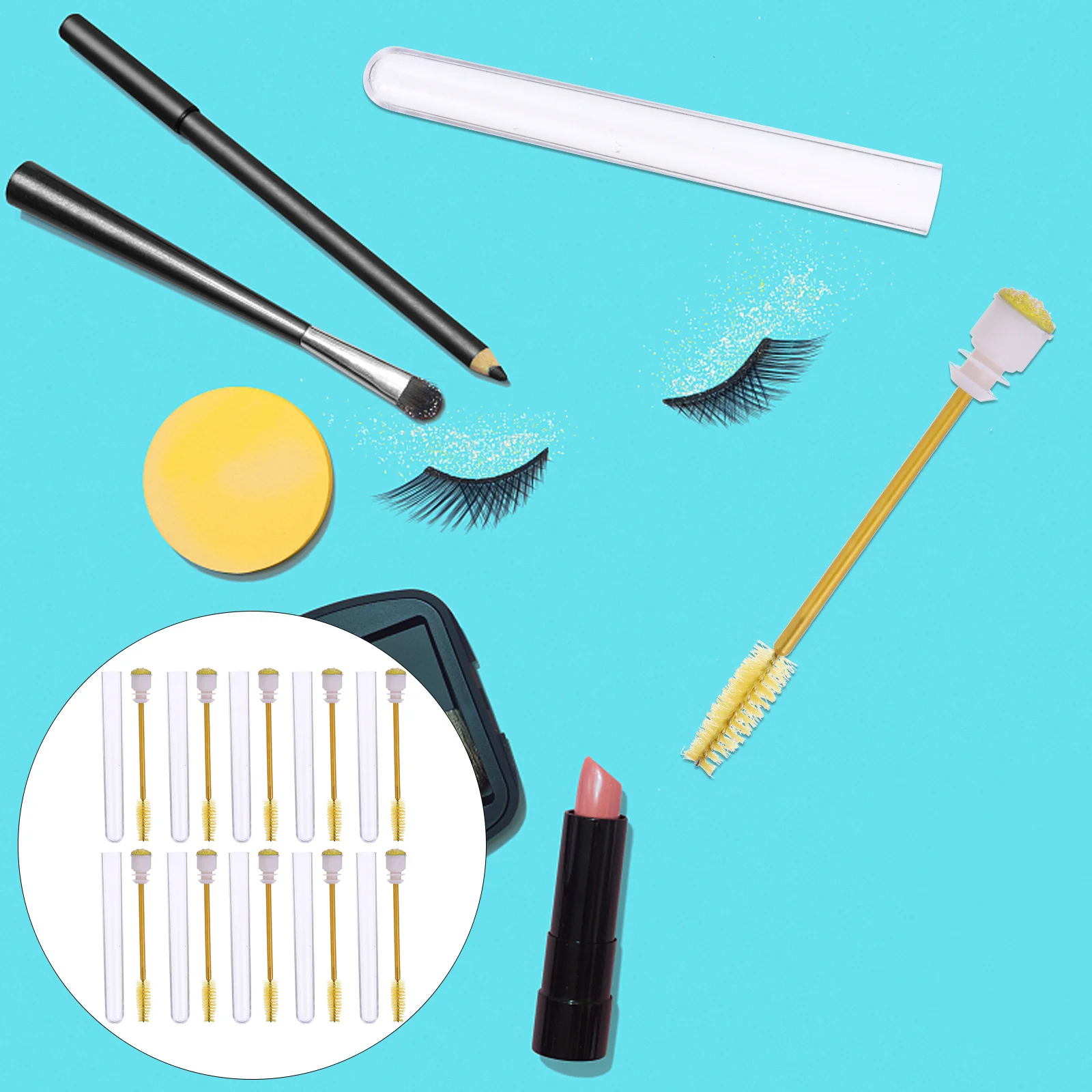 

20pcs Eyelash Tube Rhinestone Decorative Empty Brush Tube For Makeup Application Portable Beauty Tool Small Lash Applicator