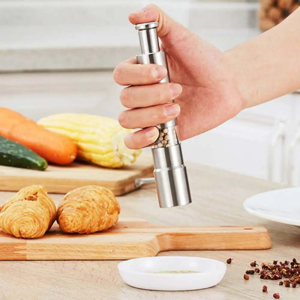 15cm Spices Mill External Spring Labor-Saving Adjustable Grinding Kitchen Tool Stainless Steel Sea Salt Spices Mill Accessories
