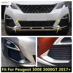 Front Fog Lights Lamp Cover Trim, pálpebra sobrancelha Strip, ABS Chrome, fibra de carbono, acessórios para Peugeot 3008, 3008GT, 2017-2023