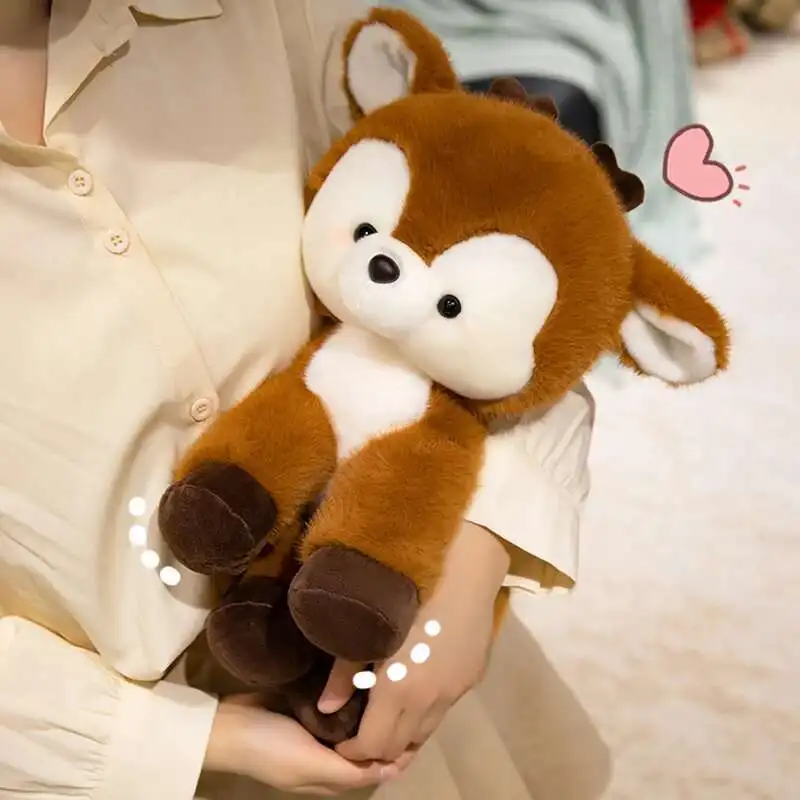 16/30cm Cute Forest Animal Stuffed Fallow Deer Plush Toy Kawaii Pink Brown Little Deerlet Plushie Soft Doll Adorable Hug Pillow