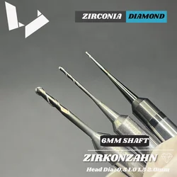 Zirkonzahn FR5005 FR5003 FR5008 FR5001 Replacement 0.5mm 1.0mm 1.5mm 2.0mm CAD/CAM Milling Bur for Zirconia(6mm shank)