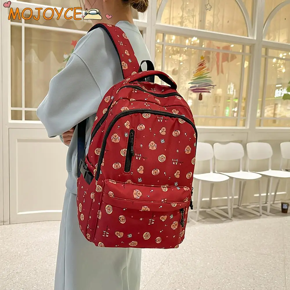 

Capybara Printed Backpack Cute Animal Student School Book Bag Floral Print Casual Daypack Large Capacity Laptop Bags Travel Pack