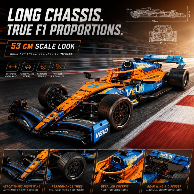 Formel-Rennwagen-Bausatz mit Aerodynamischem Design, Funktioneller Lenkung und Mechanischem Modell als Weihnachtsgeschenk – Detail 6