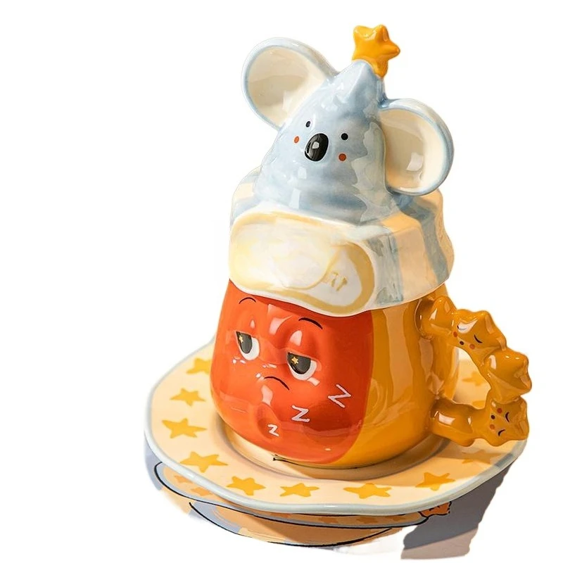 

Ceramic couple water cup with lid