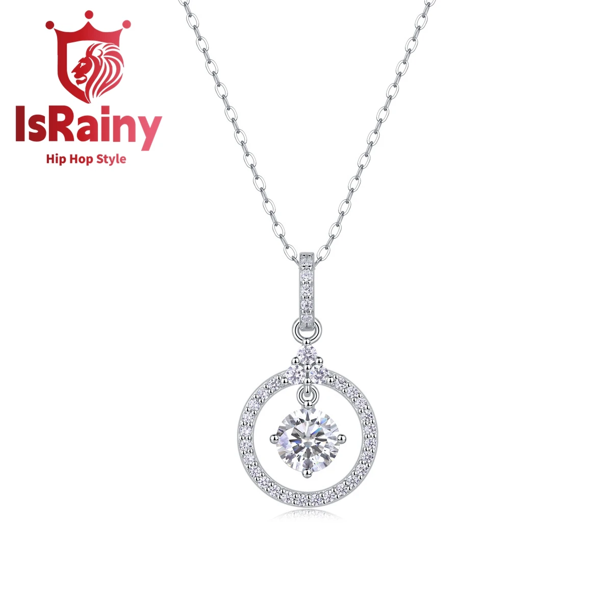 

IsRainy Hip Hop Rock 100% 925 Sterling Silver Sparkling GRA Moissanite Diamond Pendant Necklaces Fine Jewelry for Women Men Gift