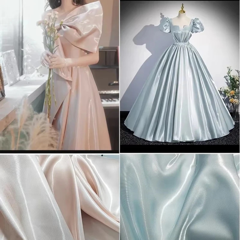 Satin Fabric Glossy Skirt Pants Silky Smooth Reflective Ceremonial Dress Creative Designer for Clothing Diy Sewing By The Meter