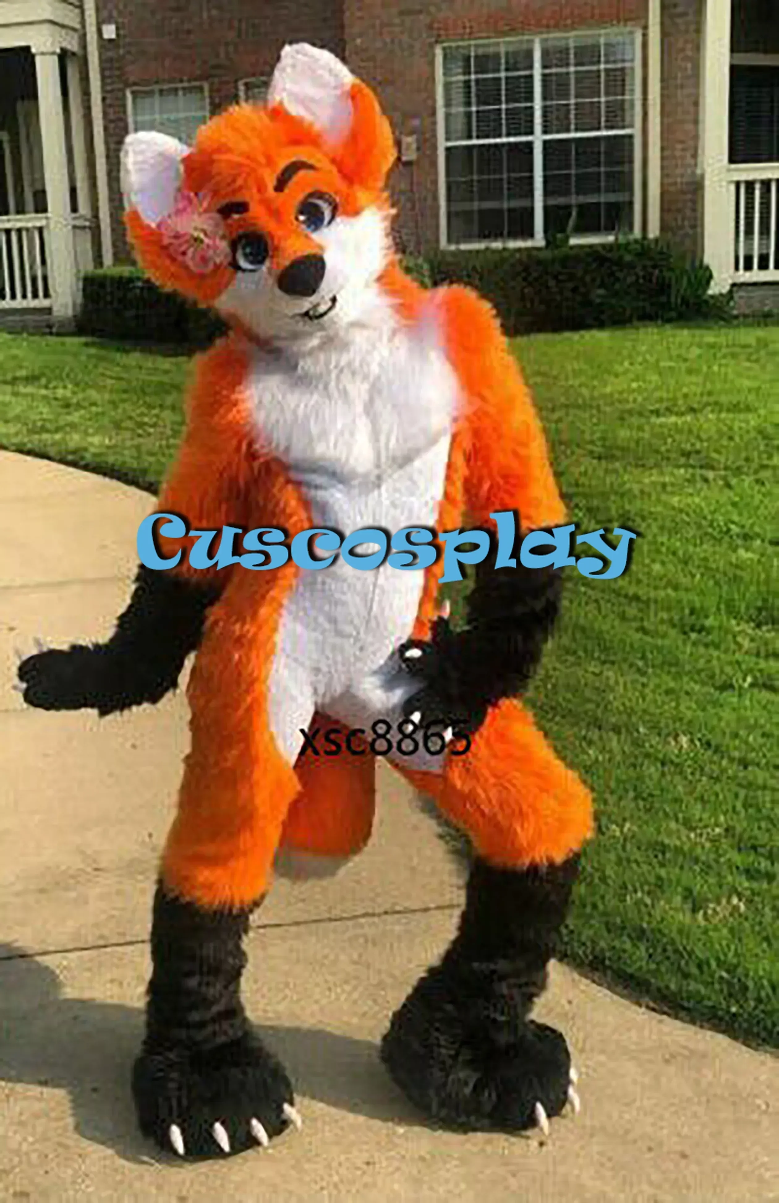 Christmas Long Fur Husky Dog Fox Fursuit Mascot Costumes Cartoon Mascot Apparel Performance Carnival Adult Size Birthday Party