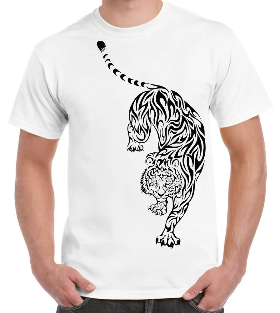 Men's T-shirt Tribal Tiger Tattoo Large Print Tigers Graphic Cotton Tee Anime  T-shirts for Men Clothing Women Tees Y2K t